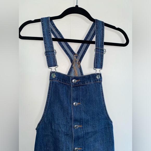 American Eagle Denim Button-Down Overall Dress with Adjustable Straps Size Small - Picture 6 of 7